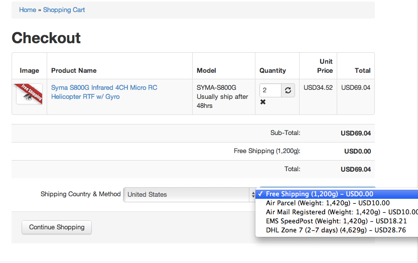 View Shipping Fee in cart page